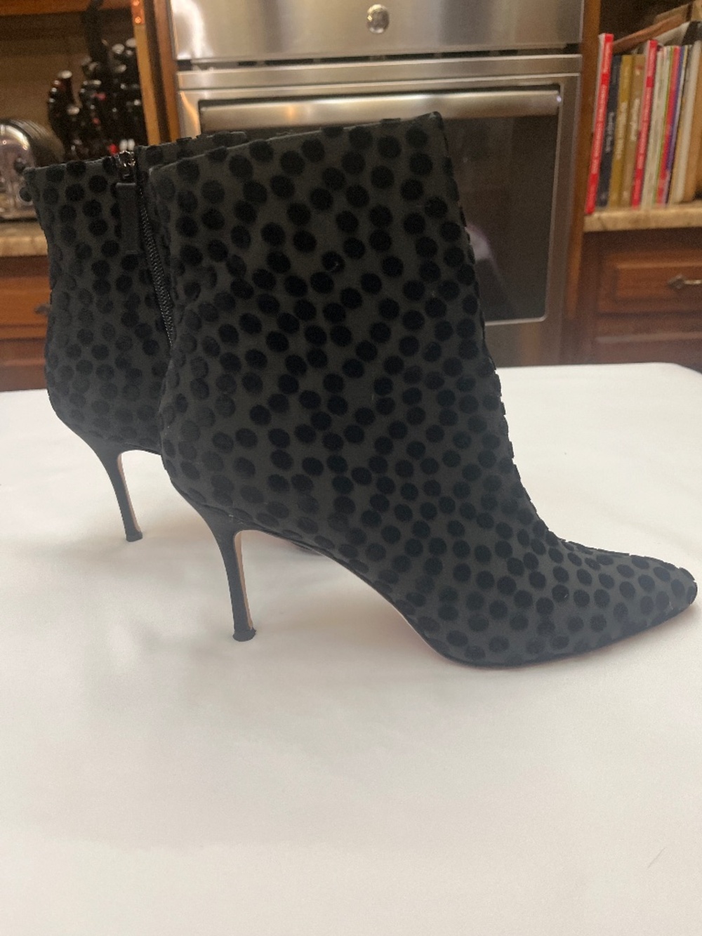 Like New Manolo Blahnik Insopolo Black Dot Booties.  Sz. 41/10.